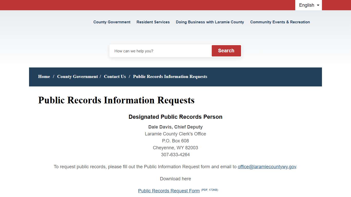 Public Records Information Requests - Laramie County, Wyoming