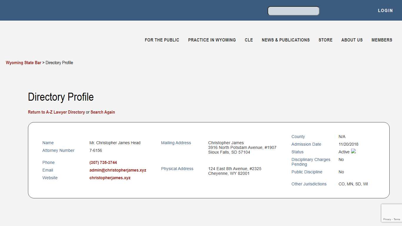 Directory Profile – Wyoming State Bar